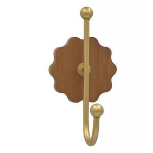 Belle Maison Wood & Gold Iron Single Decorative Wall Hook